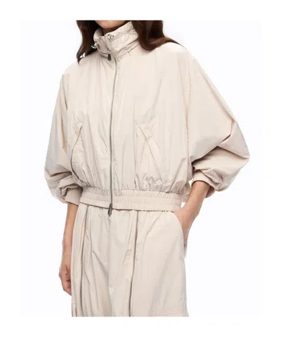 Pinko Oversized Blouson Jacket With Drawstring In Neutral