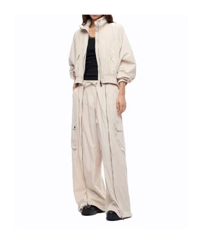 Pinko Oversized Blouson Jacket With Drawstring In Neutral