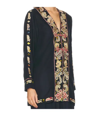 Bode Feather Runner Embroidered Cotton-blend Twill Jacket In Black
