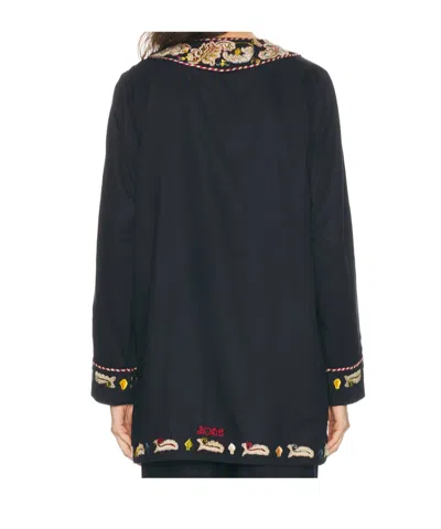 Bode Feather Runner Embroidered Cotton-blend Twill Jacket In Black
