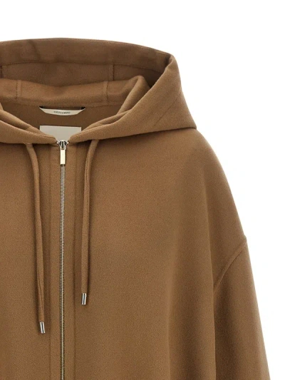 Max Mara Hooded Drawstring Coat In Brown