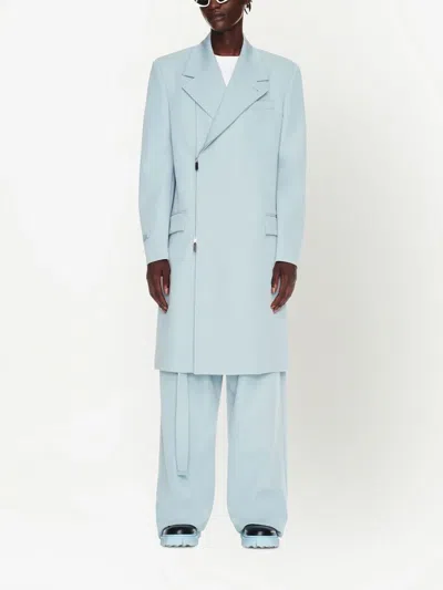 Off-white Double-breasted Coat In Blue