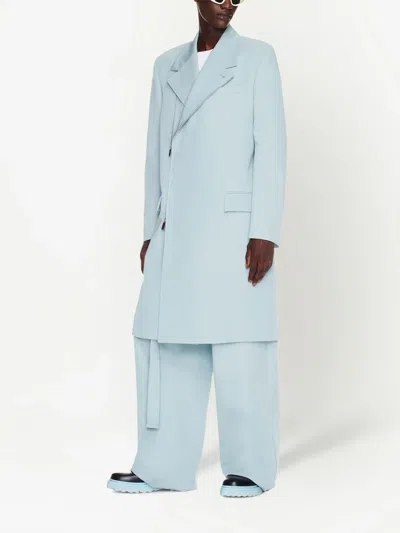Off-white Double-breasted Coat In Blue