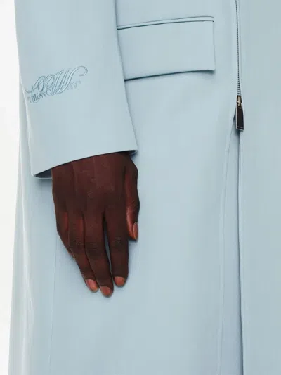 Off-white Double-breasted Coat In Blue
