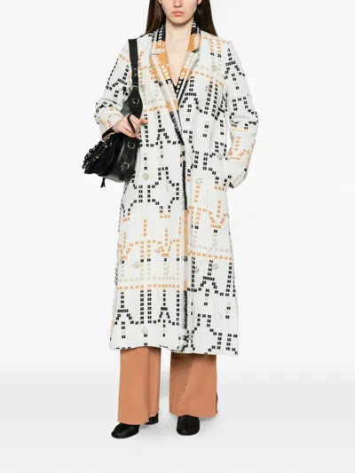 Forte Forte Samarcanda Embroidered Jacquard Long Coat In White