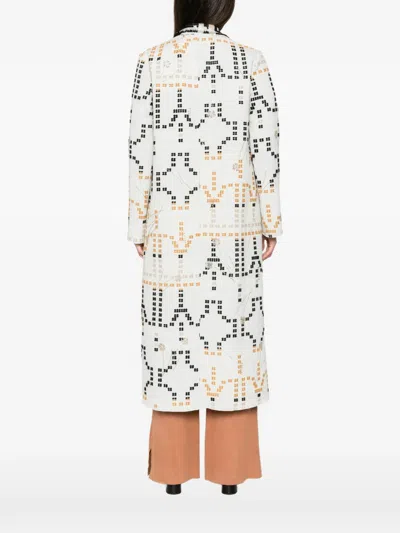Forte Forte Samarcanda Embroidered Jacquard Long Coat In White