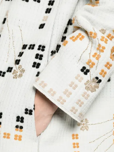 Forte Forte Samarcanda Embroidered Jacquard Long Coat In White