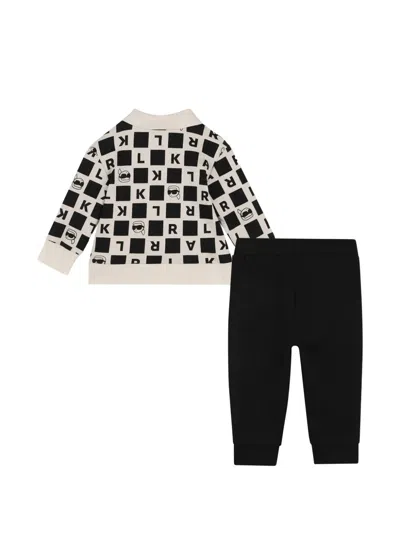 Karl Lagerfeld Check-pattern Tracksuit In Black