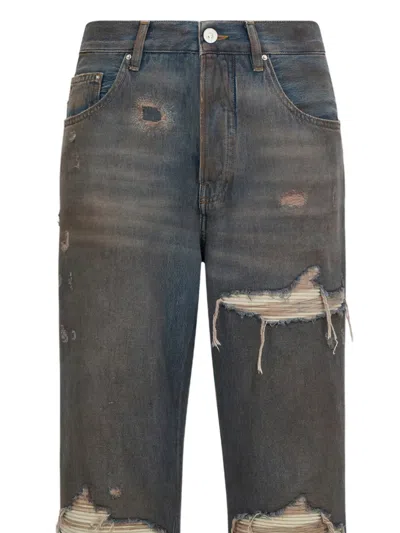 Amiri Straight Denim Jeans Belt Loops Five Pockets In Multi