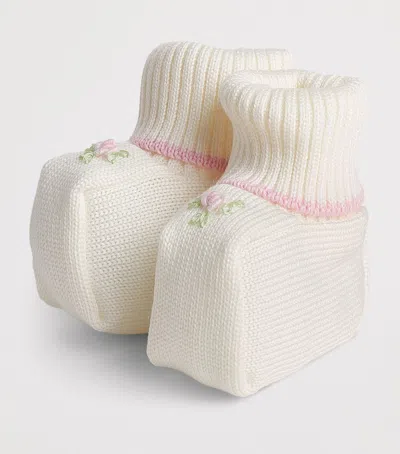 Bimbalo Wool Embroidered Booties In White