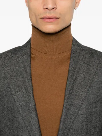 Canali Herringbone-pattern Wool Suit In Gray
