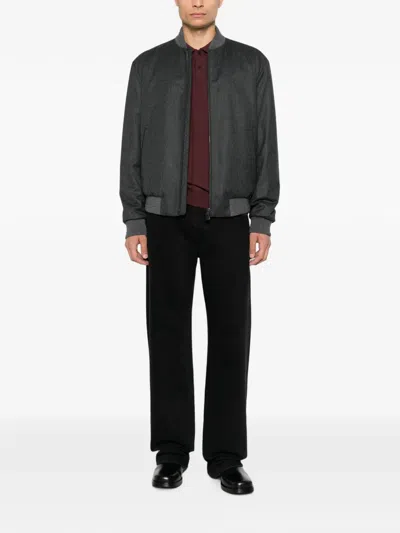 Canali Wool Bomber Jacket In Gray