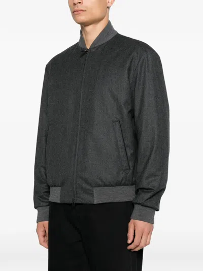 Canali Wool Bomber Jacket In Gray