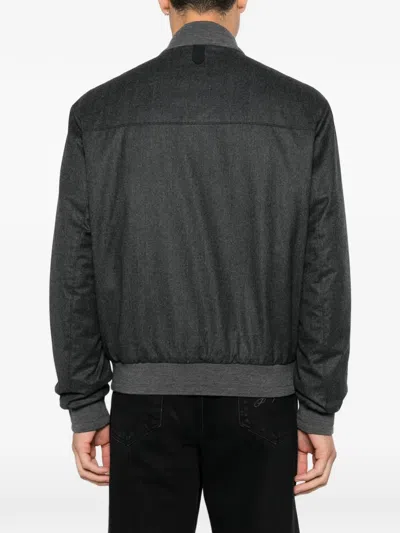 Canali Wool Bomber Jacket In Gray