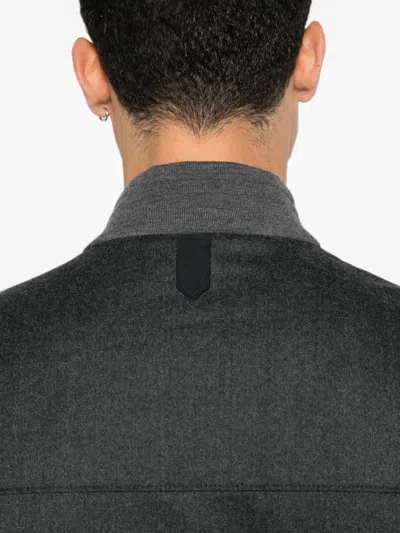 Canali Wool Bomber Jacket In Gray