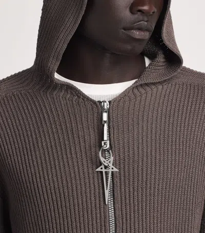 Rick Owens Pentagram Keyring In Silver