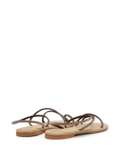Mc2 Saint Barth Ring Strass-embellished Wrap-around Flat Sandals In Neutral