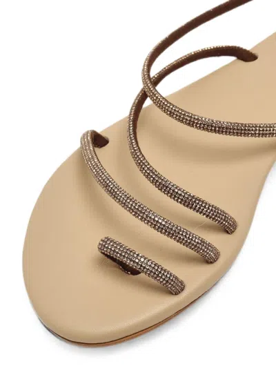Mc2 Saint Barth Ring Strass-embellished Wrap-around Flat Sandals In Neutral