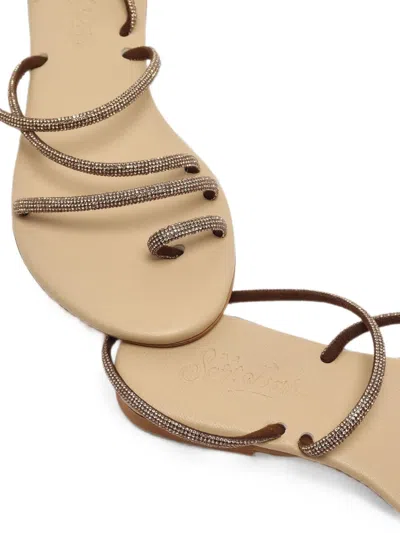 Mc2 Saint Barth Ring Strass-embellished Wrap-around Flat Sandals In Neutral