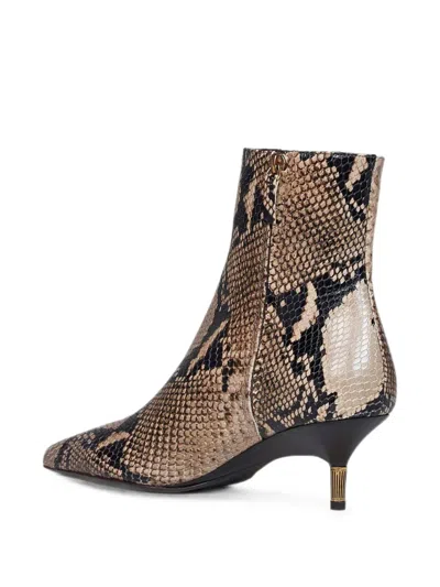 Khaite Bella Snake-effect Leather Ankle Boots In Neutral