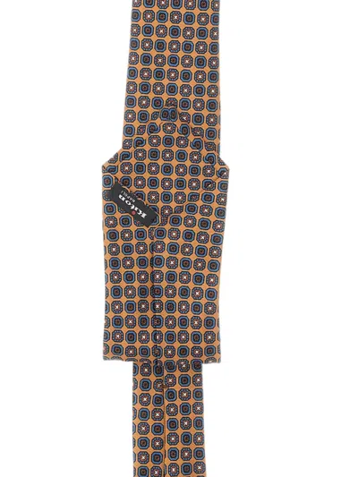 Kiton Micro Geometric Tie In Brown