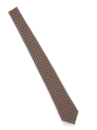 Kiton Micro Geometric Tie In Brown