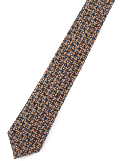 Kiton Micro Geometric Tie In Brown