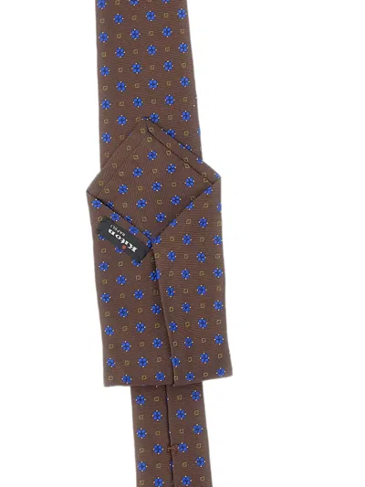 Kiton Floral-pattern Seven-fold Tie In Brown