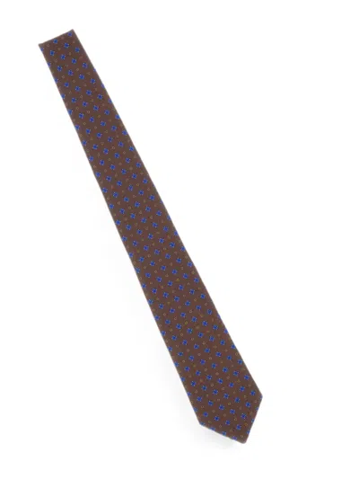 Kiton Floral-pattern Seven-fold Tie In Brown