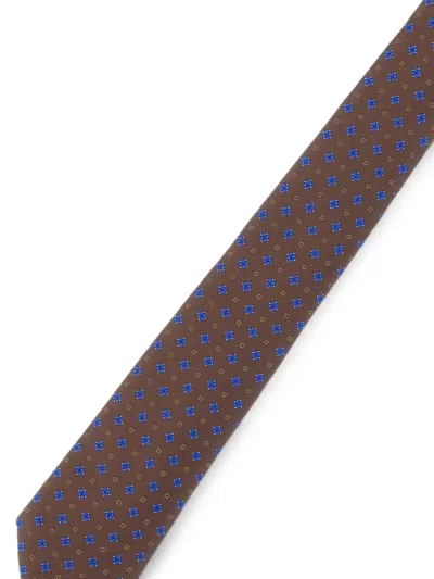 Kiton Floral-pattern Seven-fold Tie In Brown