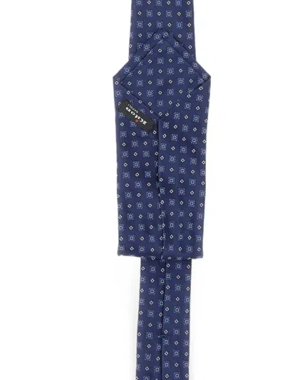 Kiton Micro-geometric Silk Tie In Blue
