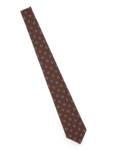Kiton Micro Floral Seven-fold Tie In Brown