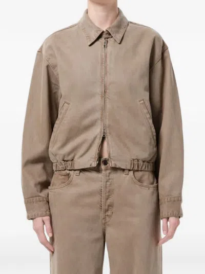 ELASTICATED-HEM DENIM JACKET