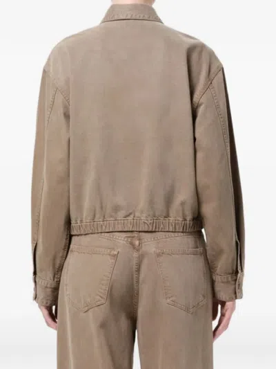 ELASTICATED-HEM DENIM JACKET