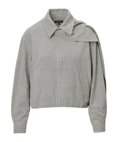 Rag & Bone Check-pattern Draped-panel Jacket In Gray