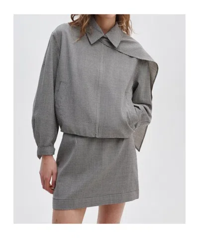 Rag & Bone Check-pattern Draped-panel Jacket In Gray