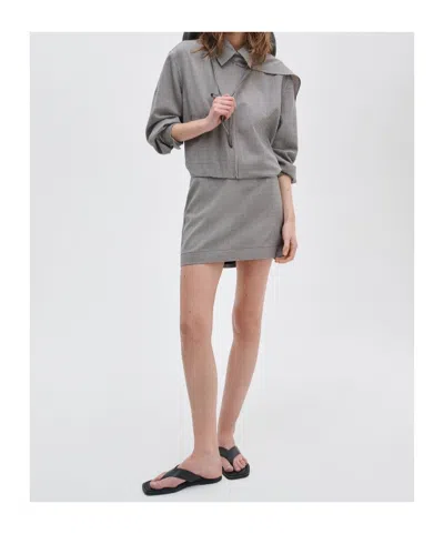 Rag & Bone Check-pattern Draped-panel Jacket In Gray