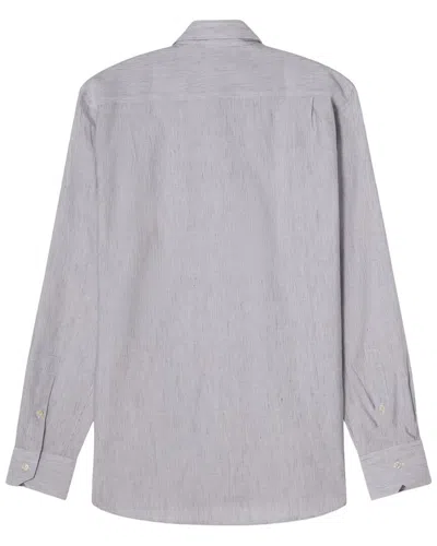 Robert Talbott Reynolds Micro Stripe Linen-blend Shirt In Gray