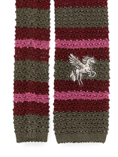 Etro Pegaso-embroidered Striped-pattern Tie In Multi