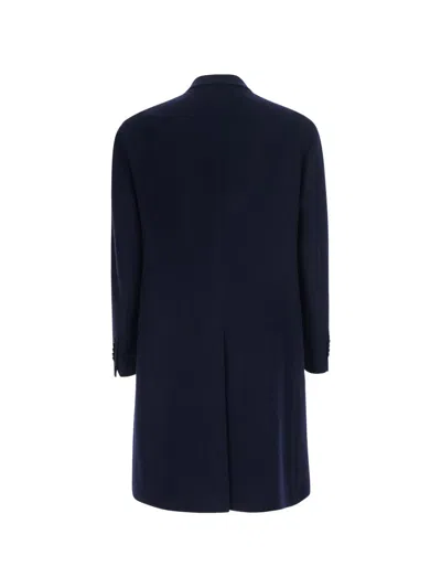 Tagliatore Wool Blend Double-breasted Coat In Blue