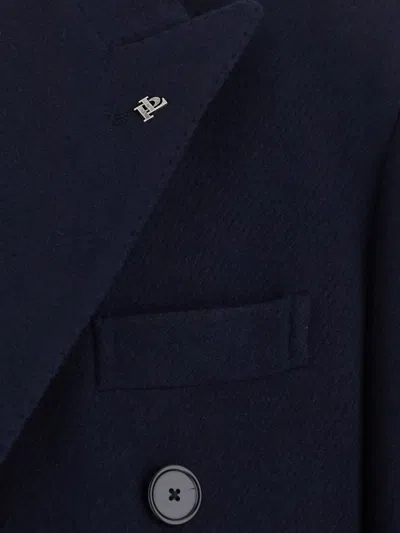 Tagliatore Wool Blend Double-breasted Coat In Blue