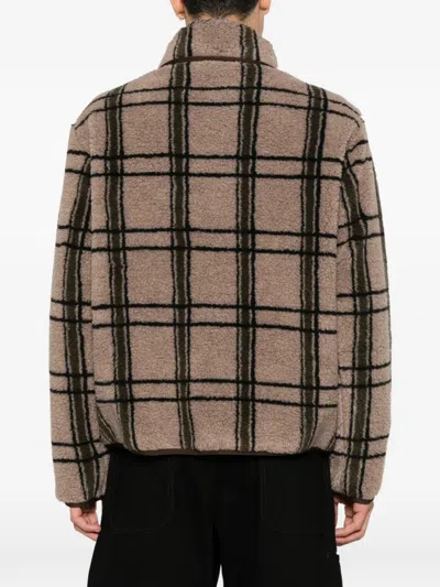 Ranra Check-pattern Fleece Jacket In Brown