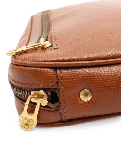 Pre-owned Celine 2000s Lizard-effect Clutch Bag In Brown