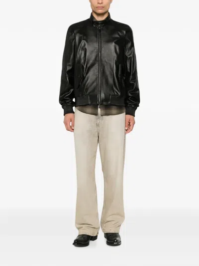 Dsquared2 Zip-up Leather Jacket In Black