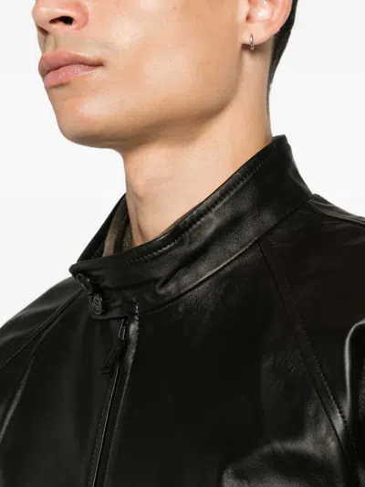 Dsquared2 Zip-up Leather Jacket In Black
