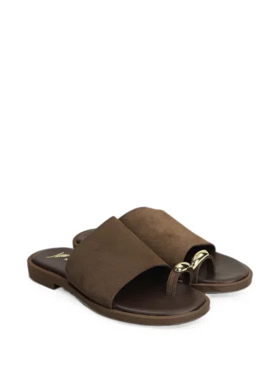 Nicolas Lainas Embellished Suede Sandals In Multi