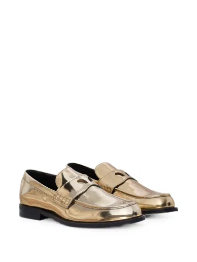 Gcds Wirdo Mirrored-effect Loafers In Gold