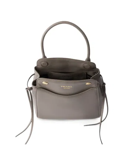 Prada Carry Mini Leather Handbag In Grey