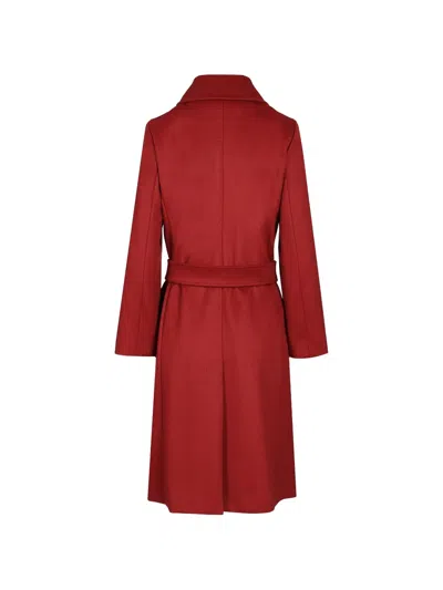 Max Mara Wool Belted Coat In Red