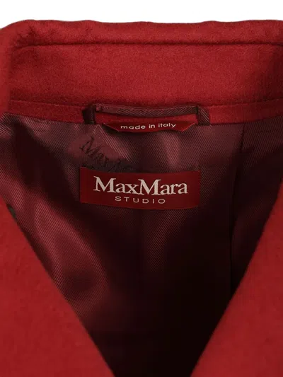 Max Mara Wool Belted Coat In Red